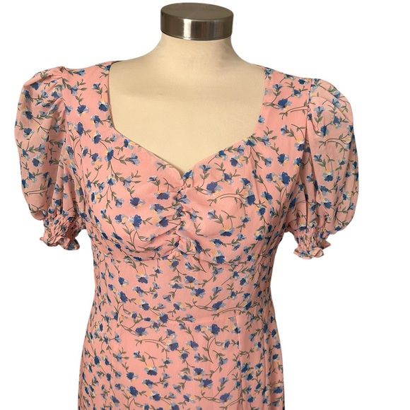 Saks Avantlook Floral Puff-Sleeve Midi Dress - Picture 2 of 7